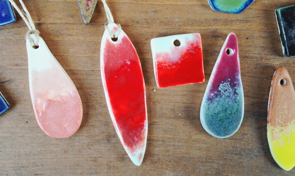 coral glaze on porcelain jewelry by mj seal