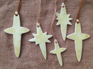 porcelain star shaped ornaments by mj seal